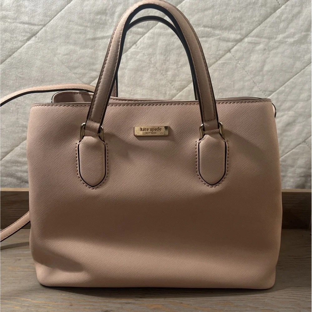 Kate Spade Laurel Way Leighann Pale Pink‎ Saffiano Leather Satchel